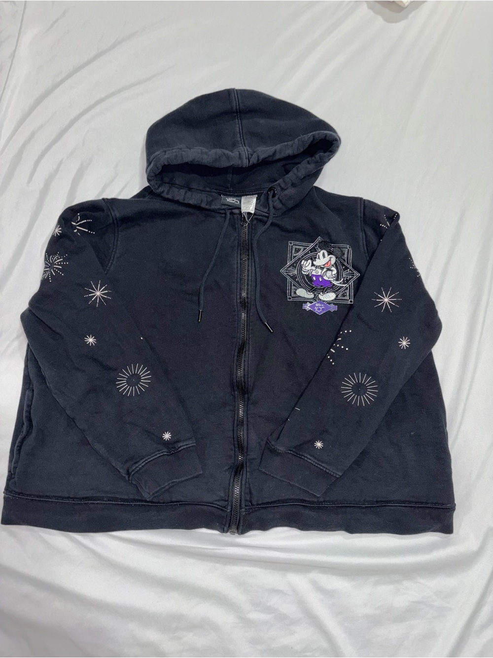 Disney Black Hooded Zip-Up Jacket with Character Patch